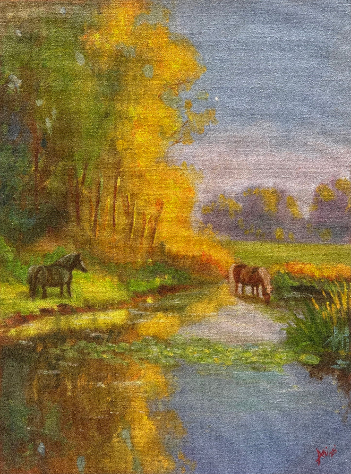 “The Horse that Drinks” Wooden Framed Fine Art Print